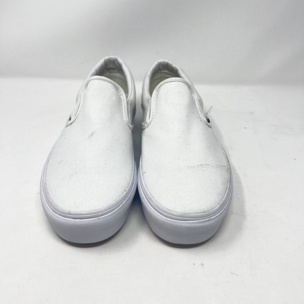 Vans Mens 8 Wm 9.5 Classic Slip On Solid White Skater Sneaker Shoes Indie Boho - Picture 2 of 10